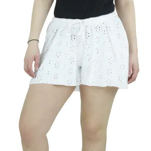 Women's Embroidered Floral Short,White