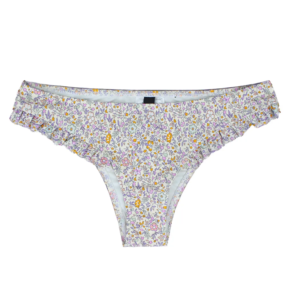 Culotte de Bikini à Volants Florale pour Femme, Multicolore