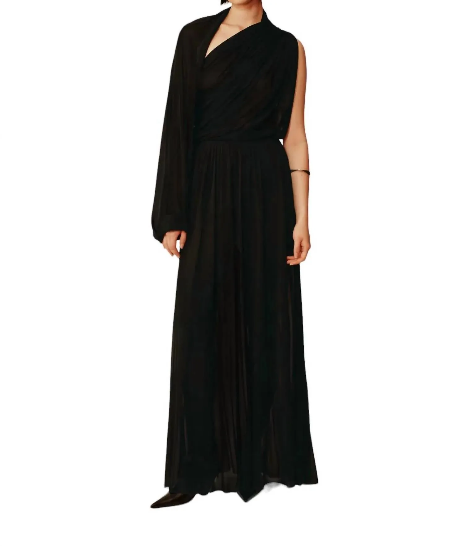 Combinaison Femme Drapée Gazée En Noir