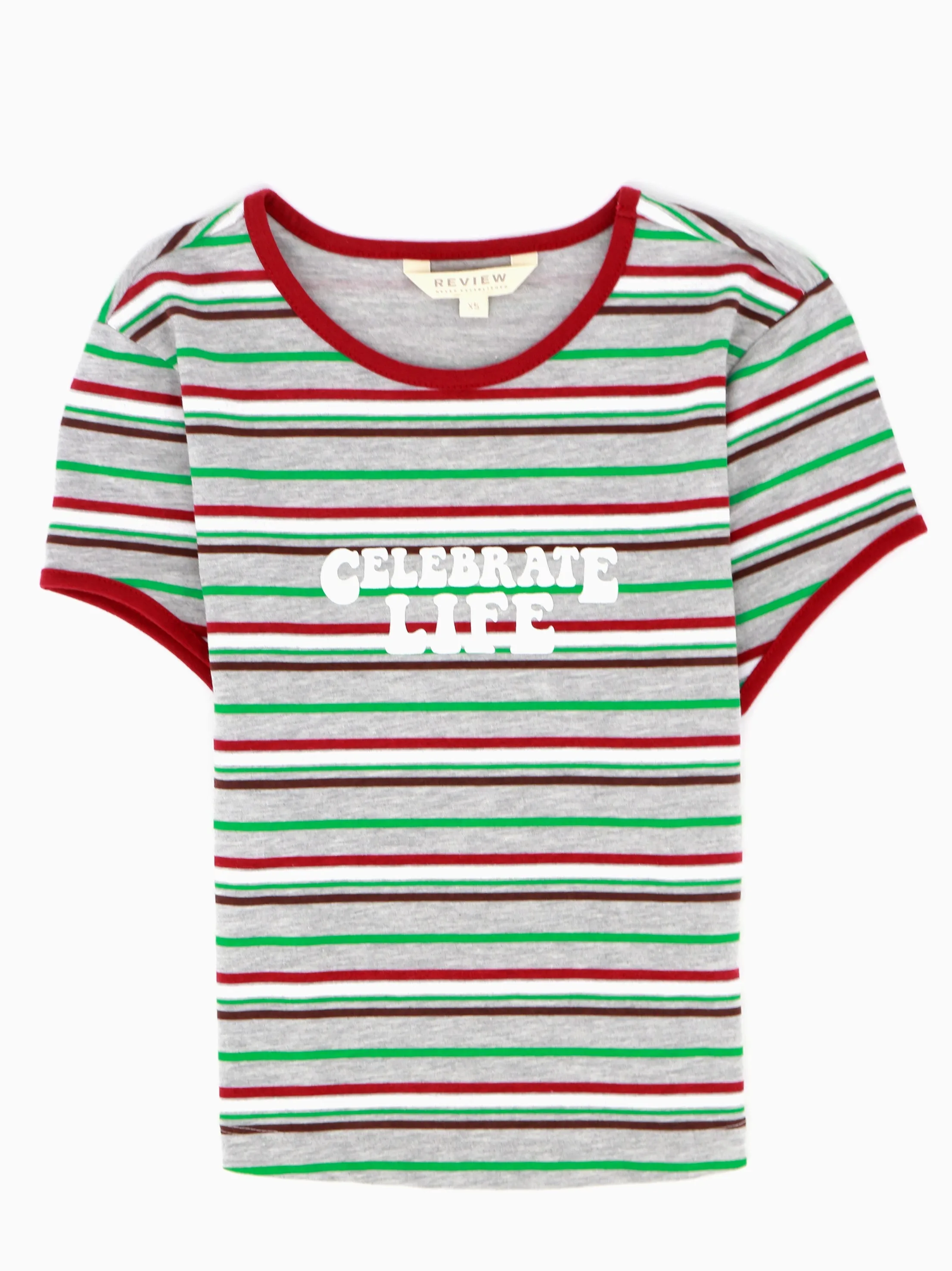 Haut court imprimé graphique rayé pour femme, multicolore