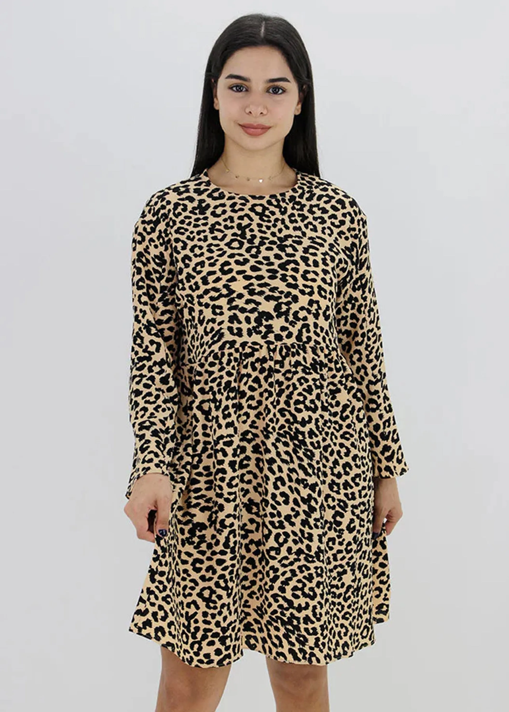 Robe imprimée léopard pour femme, Beige/Noir