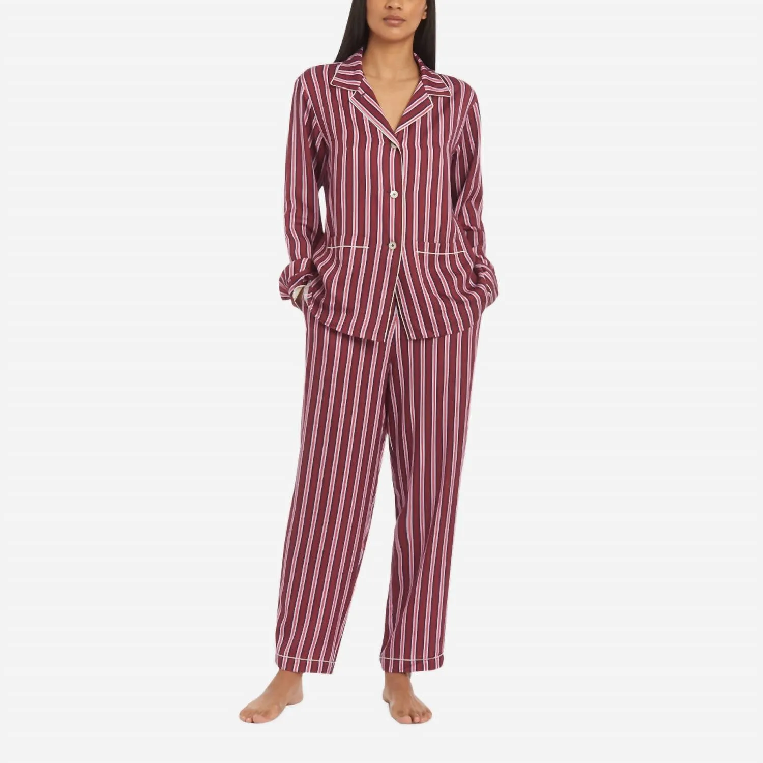 Pyjama long pour femmes à rayures multicolores Nightshade