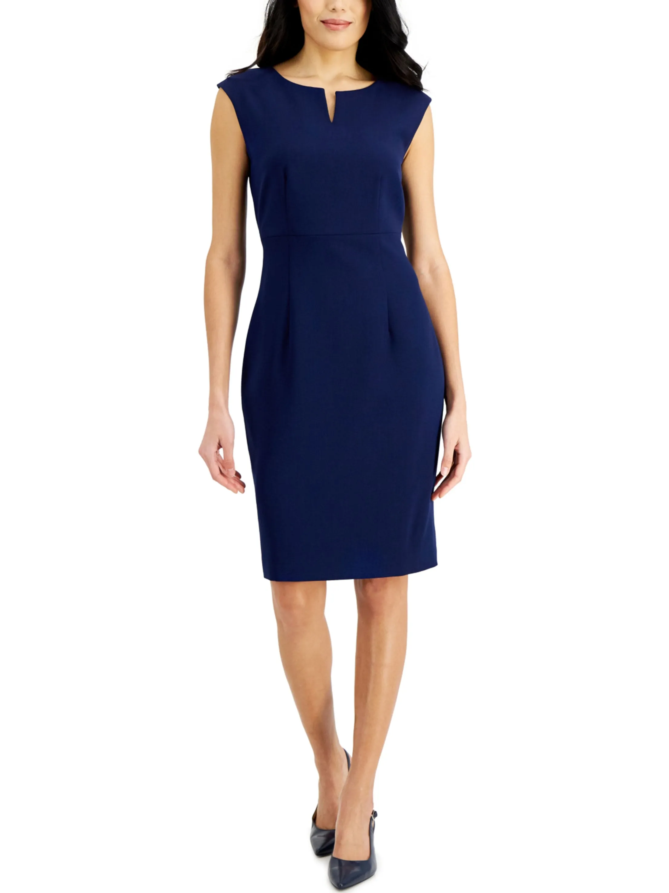 Robe fourreau unie pour femme, Marine