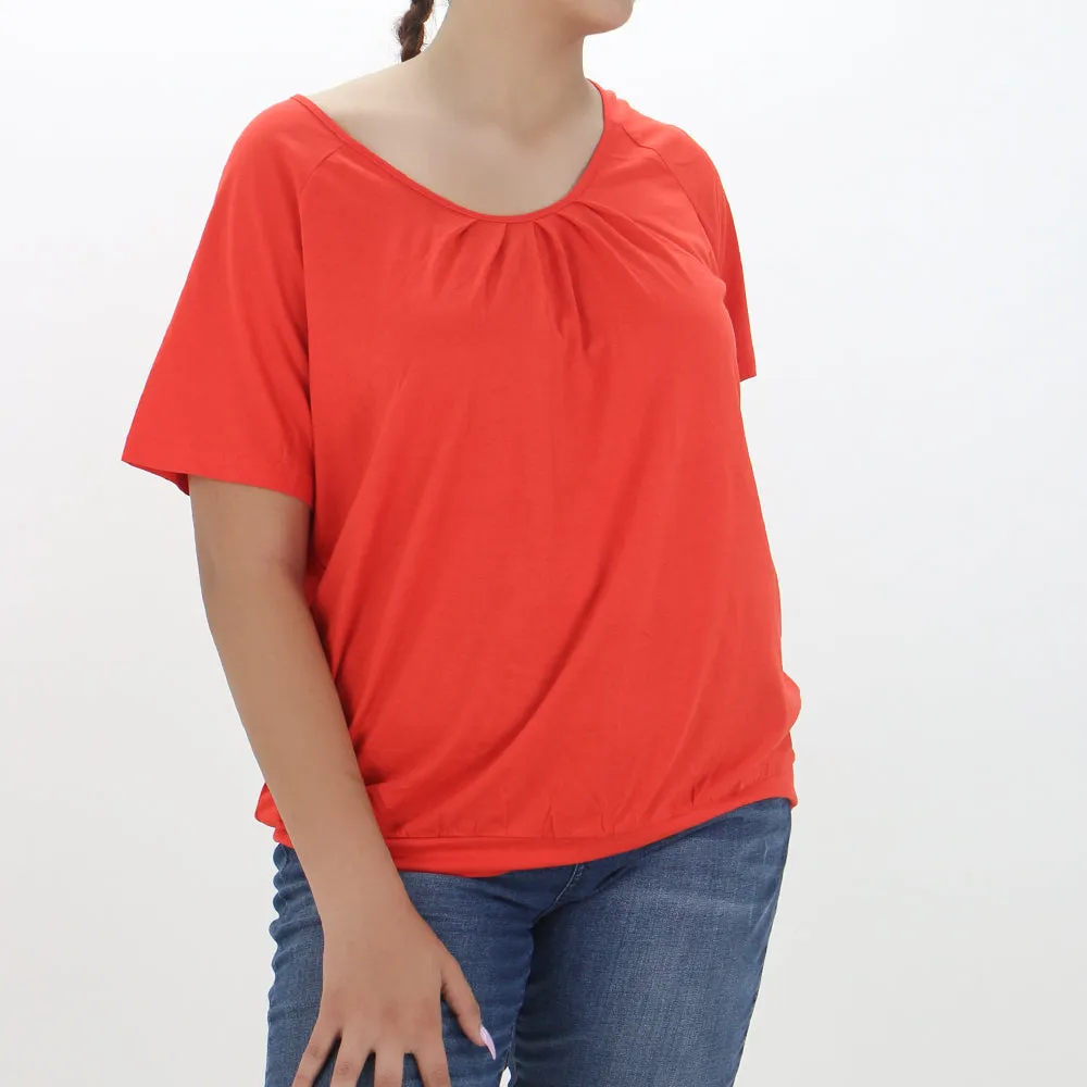 Haut uni pour femmes, Rouge orangé