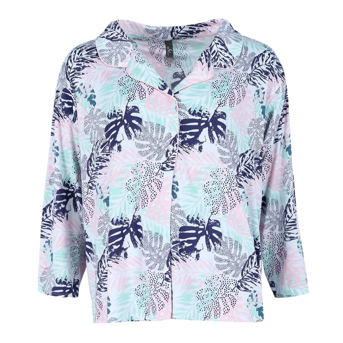 Ensemble court à col échancré Tropic Palms pour femmes grande taille