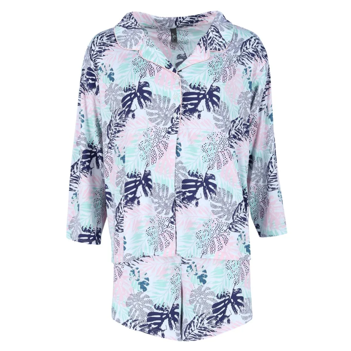 Ensemble court à col échancré Tropic Palms pour femmes grande taille