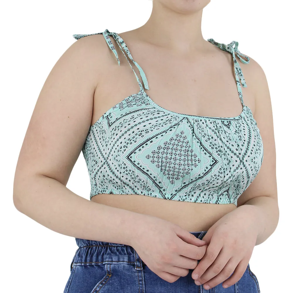 Haut court imprimé pour femme, Aqua