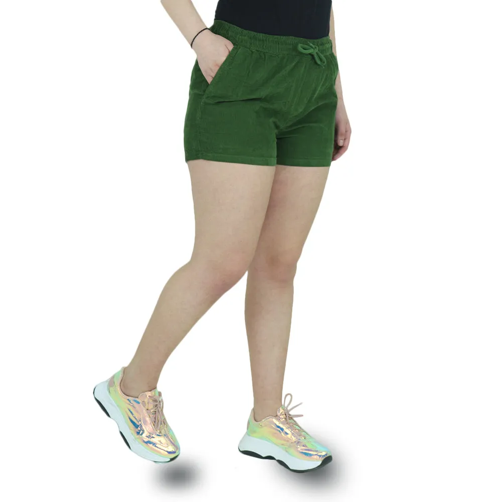 Short côtelé pour femmes, Olive