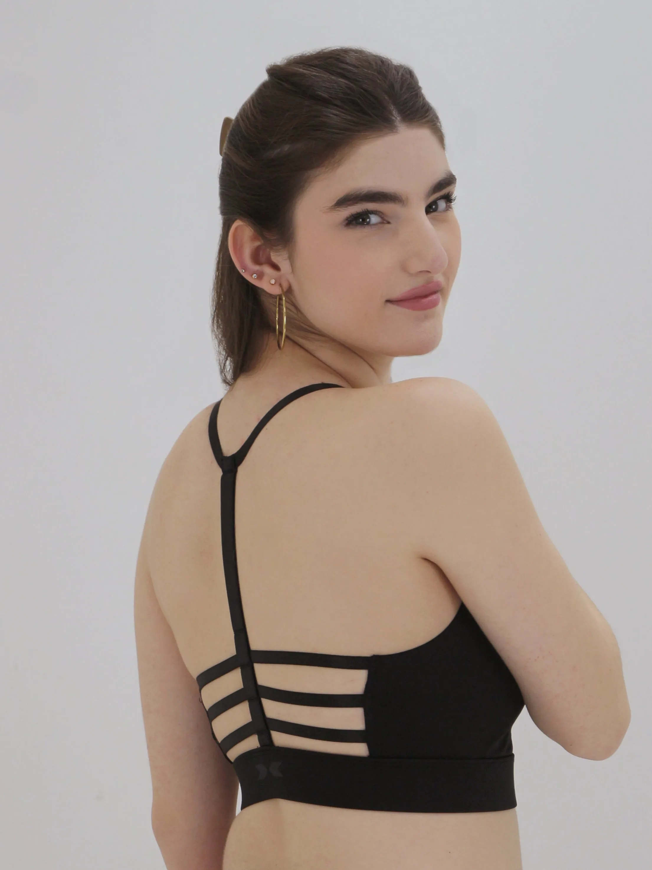 Soutien-gorge de sport à rayures pour femmes, Noir