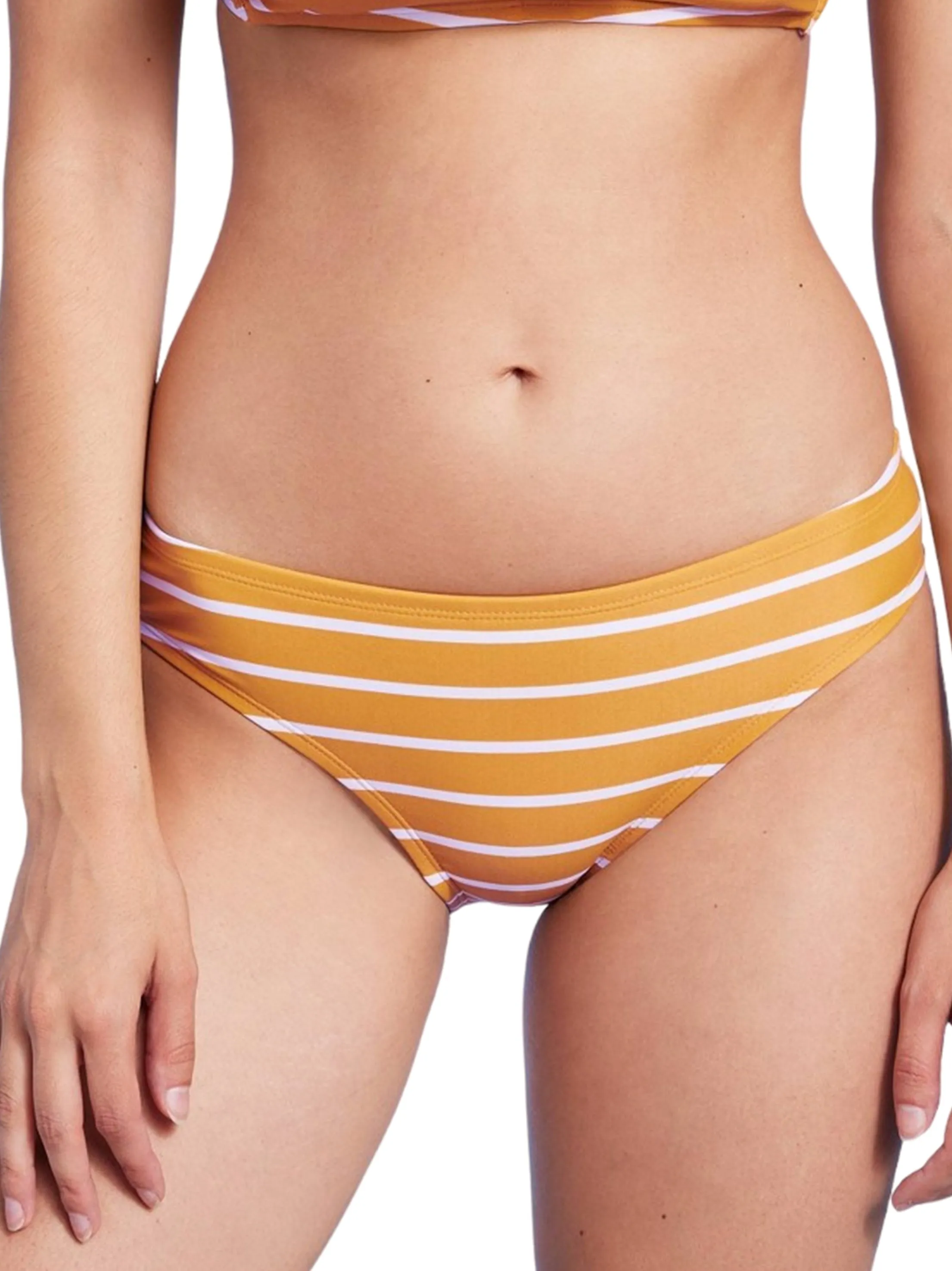 Culotte de bikini rayée pour femme, moutarde