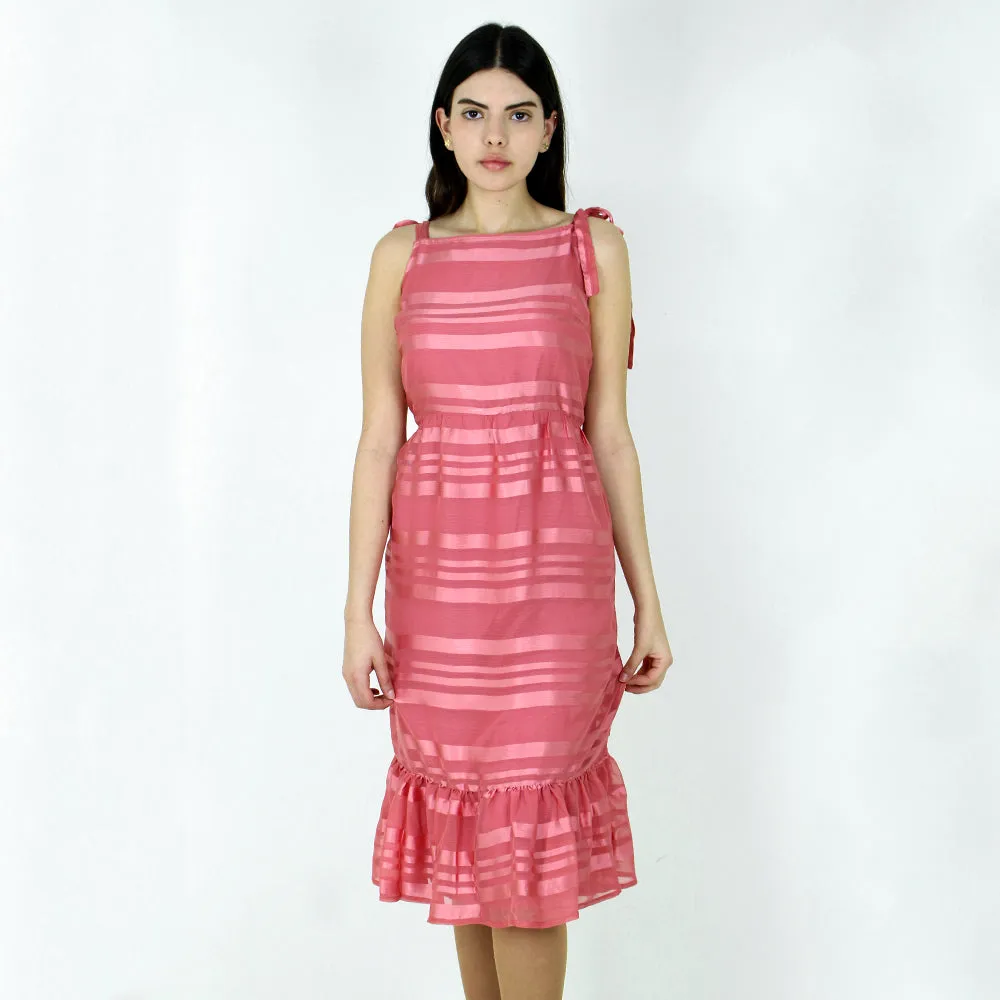 Robe en mousseline rayée pour femme, Rose