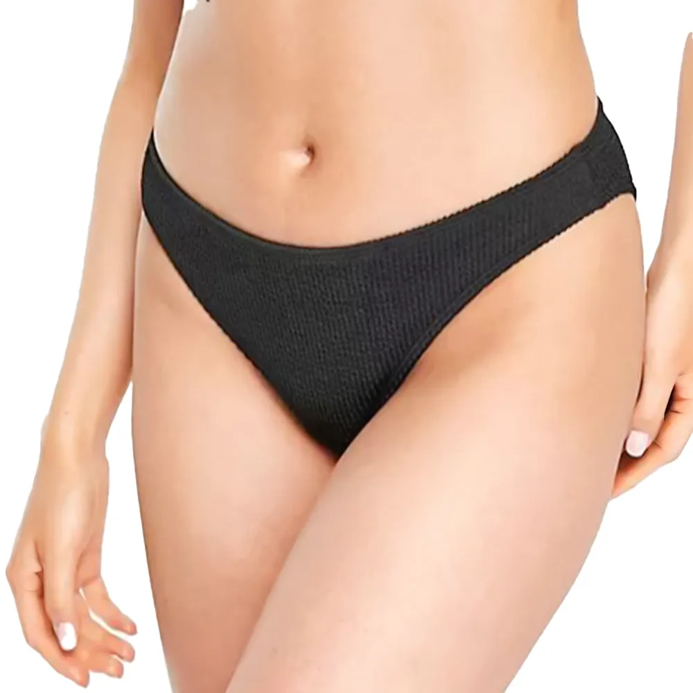Culotte de Bikini Texturé pour Femme, Noir