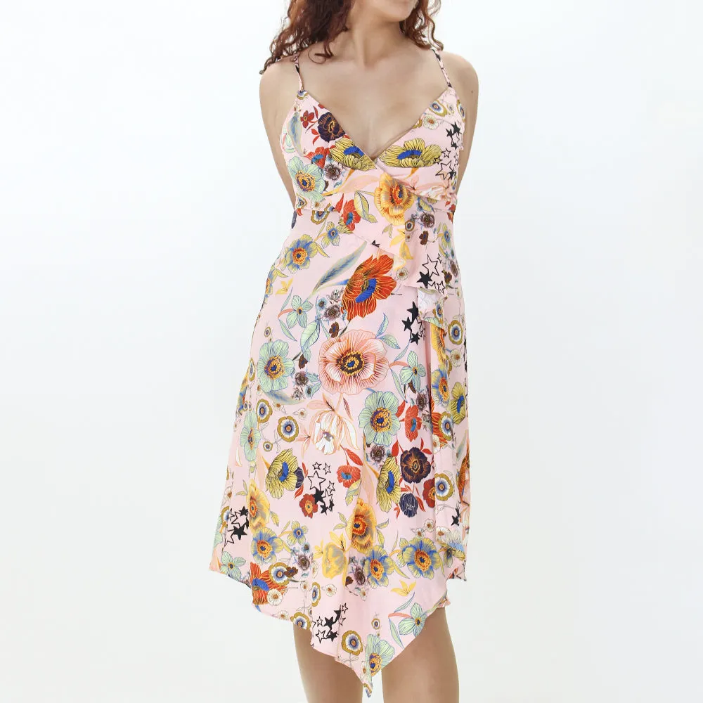 Robe imprimée à nouage pour femme, Rose