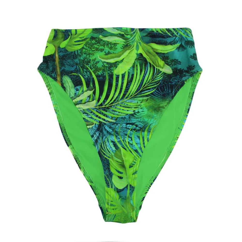 Bas de bikini imprimé tropical pour femmes, Vert