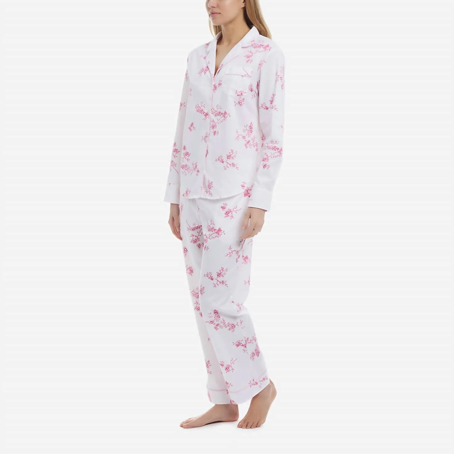 Ensemble de pyjama long en sergé floral pour femmes en English Rose