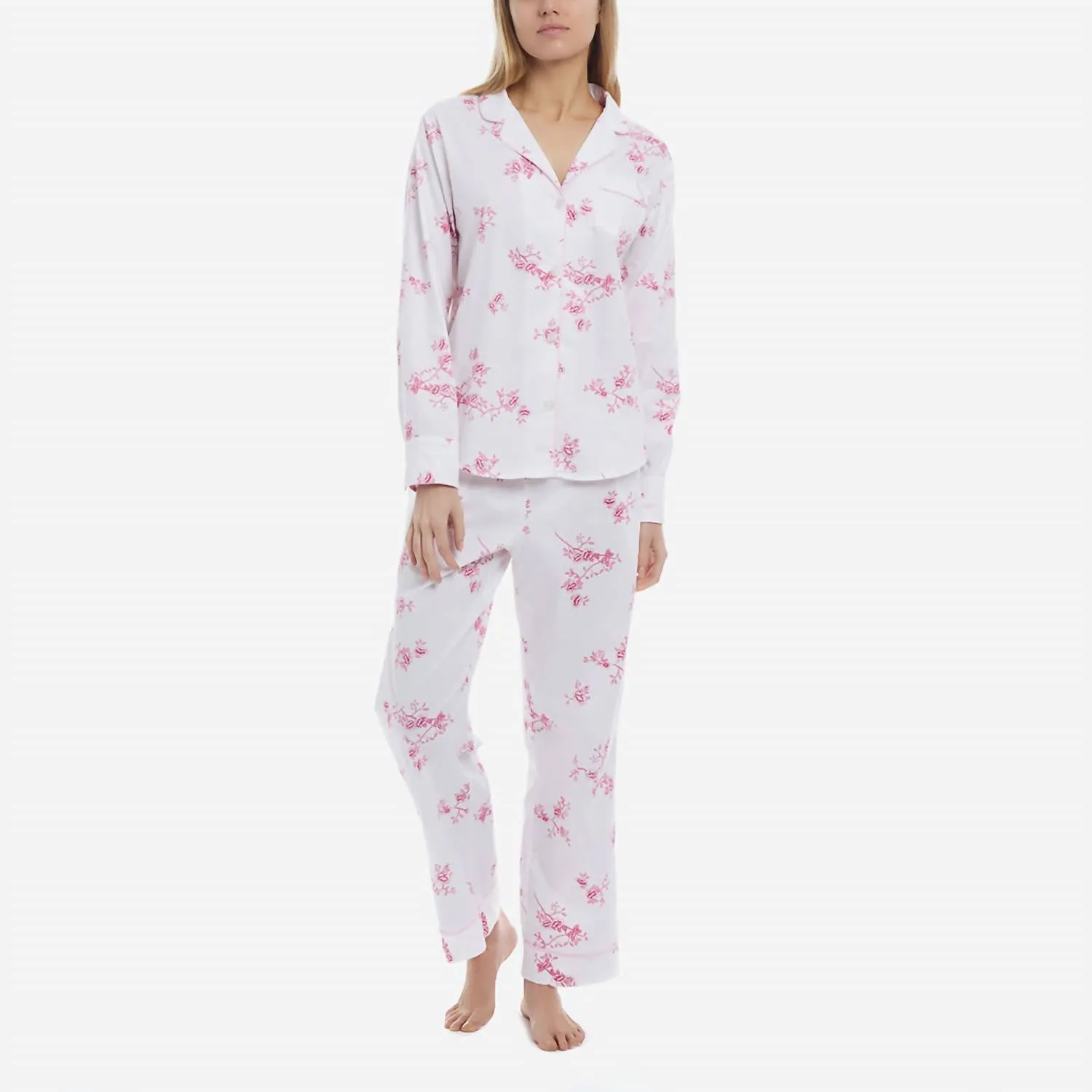 Ensemble de pyjama long en sergé floral pour femmes en English Rose