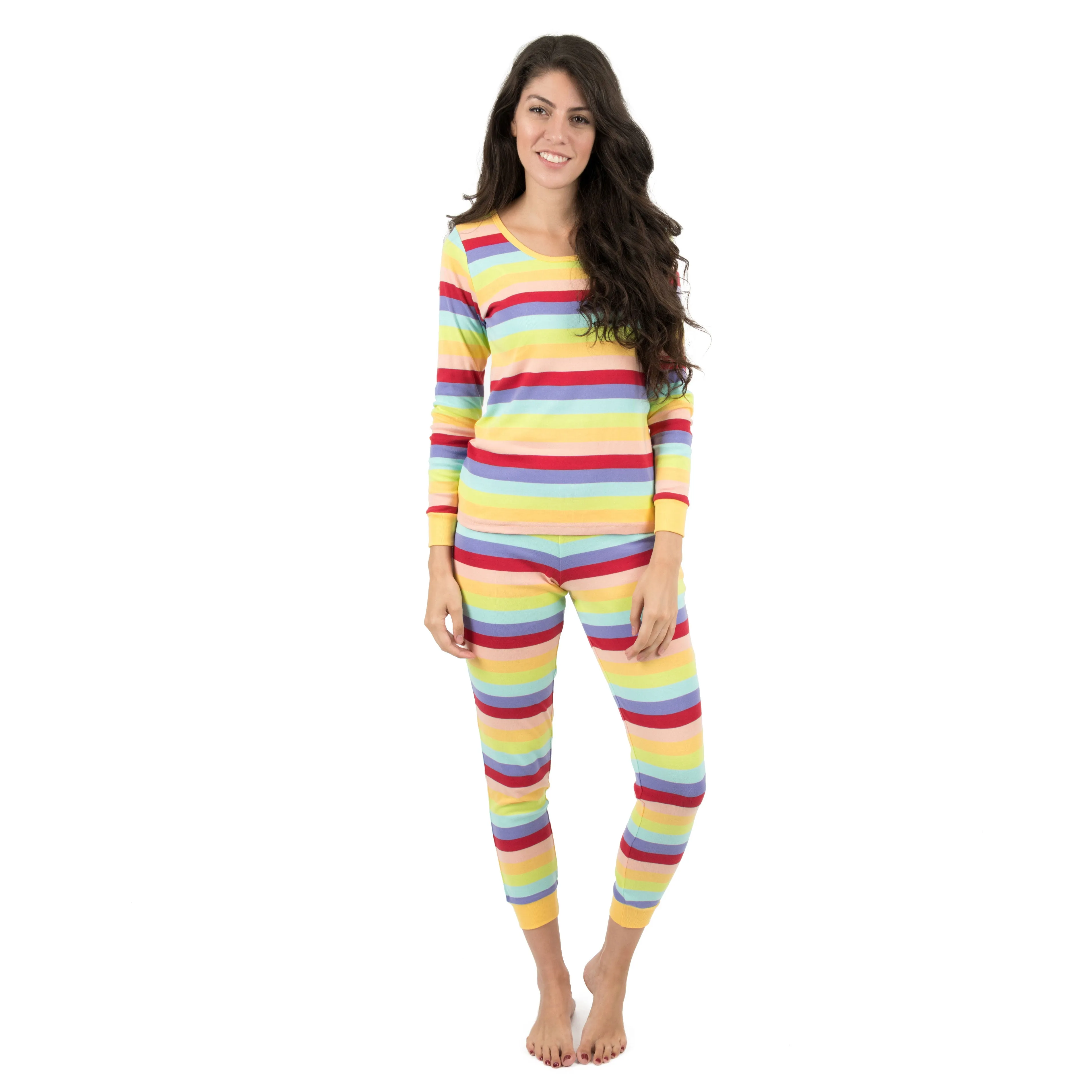 Pyjama deux pièces en coton rayé pour femme