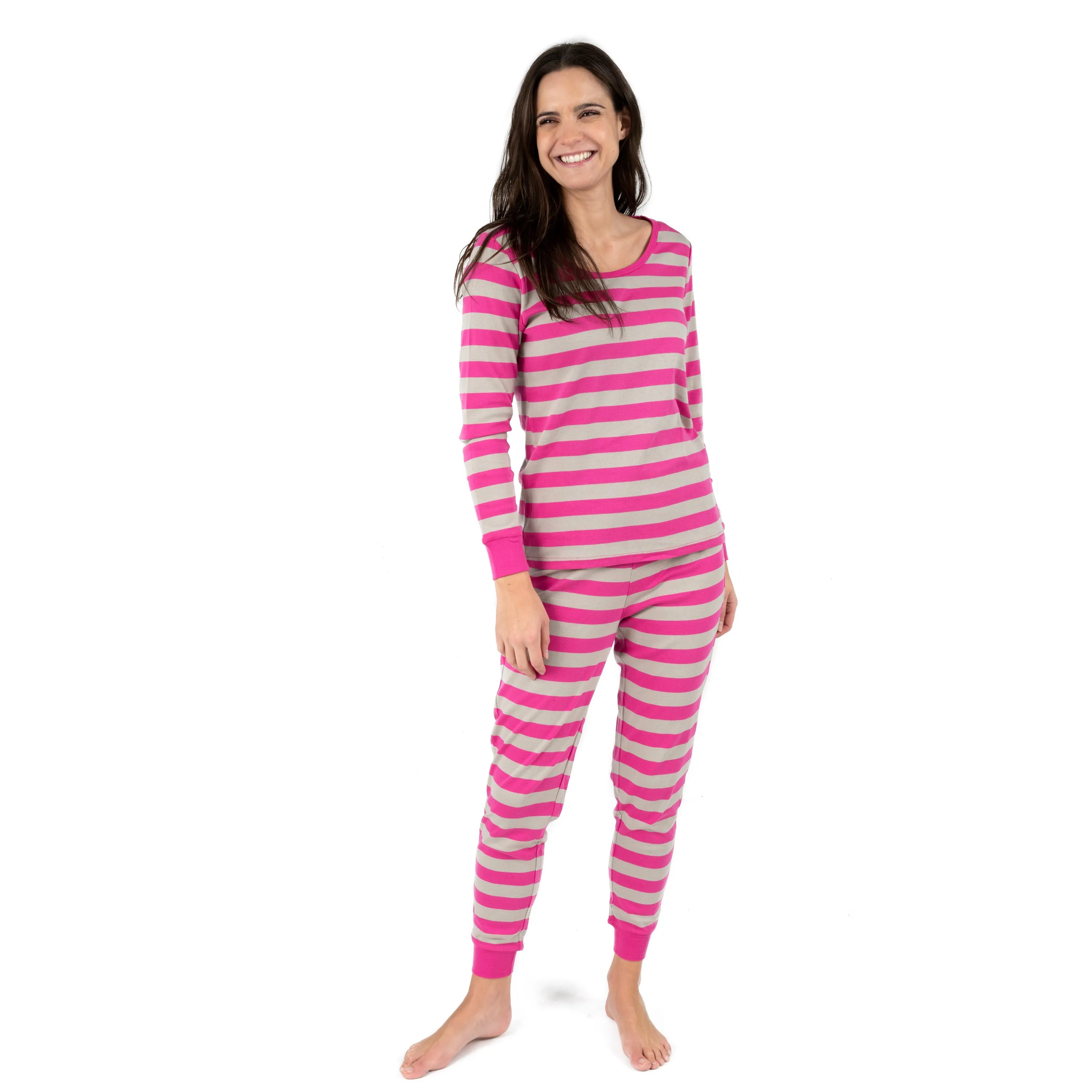 Pyjama deux pièces en coton rayé pour femme