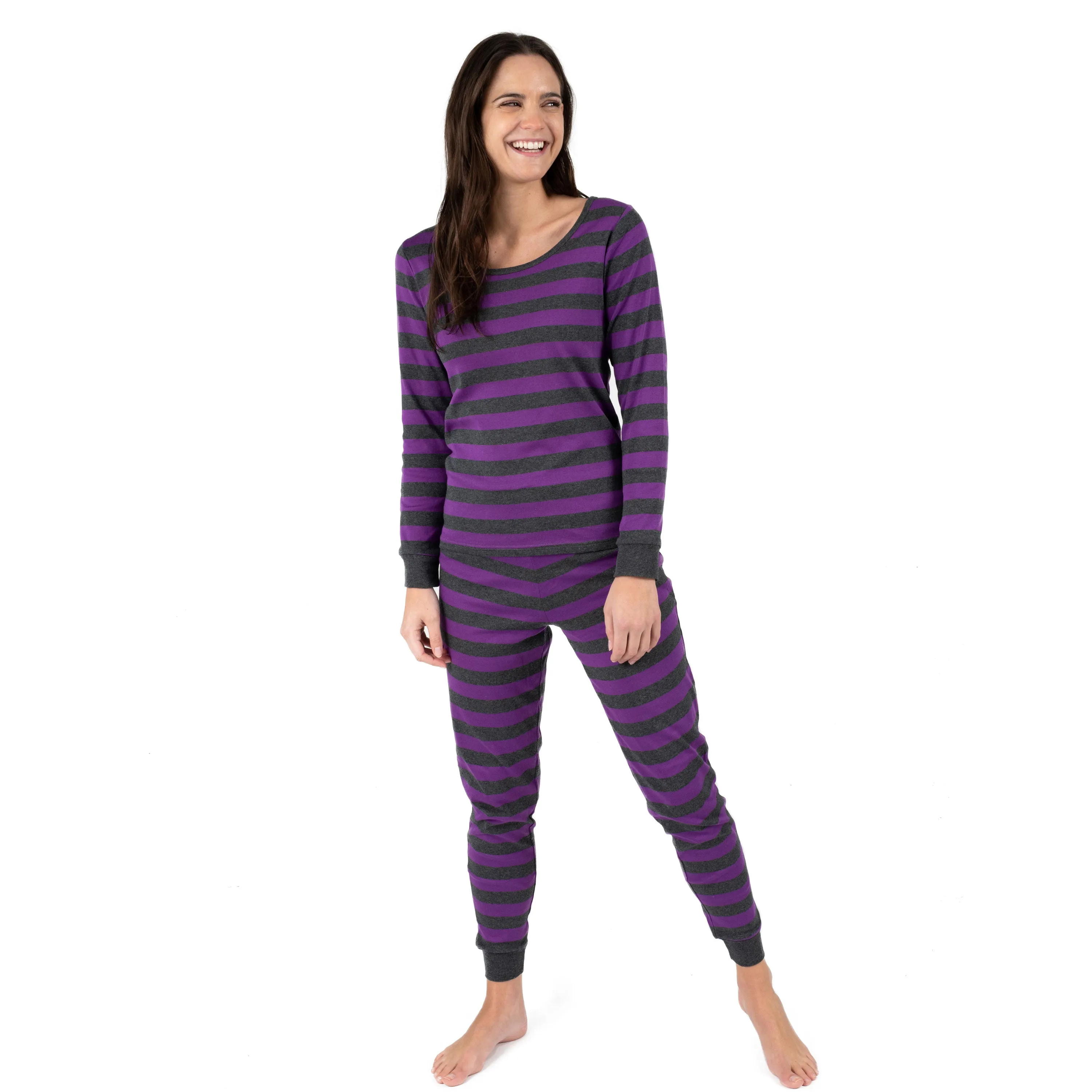 Pyjama deux pièces en coton rayé pour femme