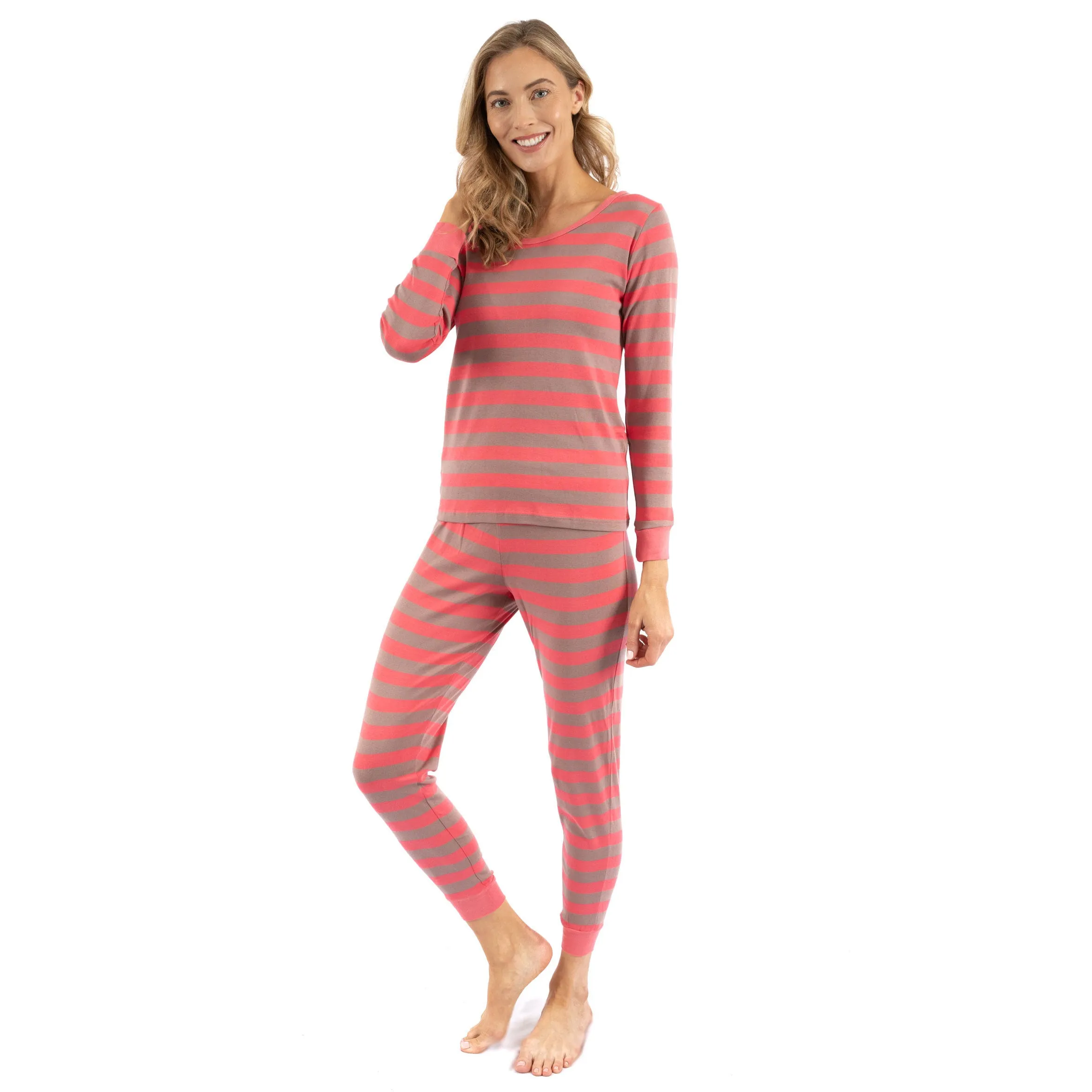 Pyjama deux pièces en coton rayé pour femme